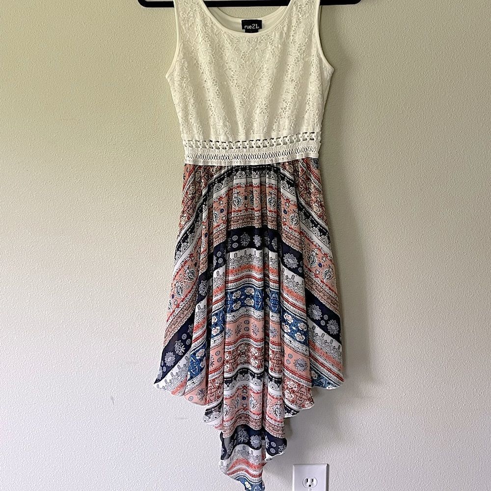 Rue 21 Fit and Flare, Asymmetrical Bottom Dress. Size Medium.